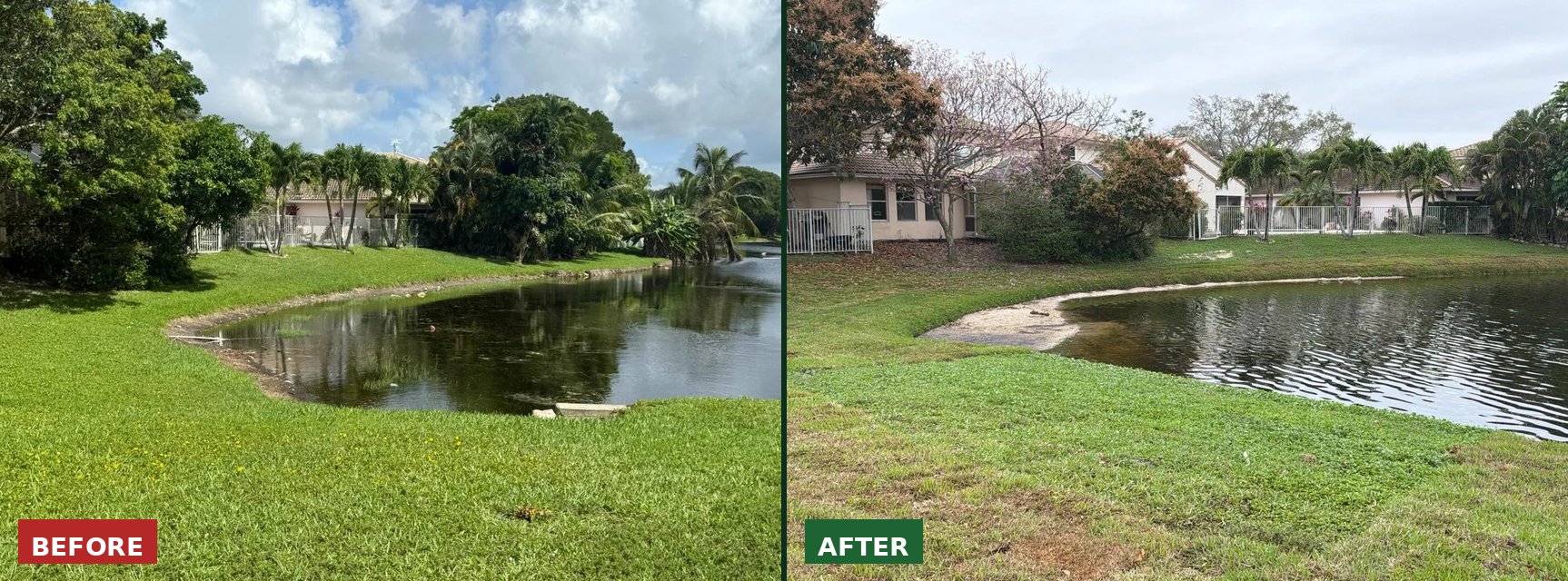 Retention pond erosion before and after stabilization